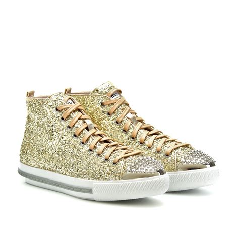 buy miu miu glitter sneakers|farfetch miu michu sneakers.